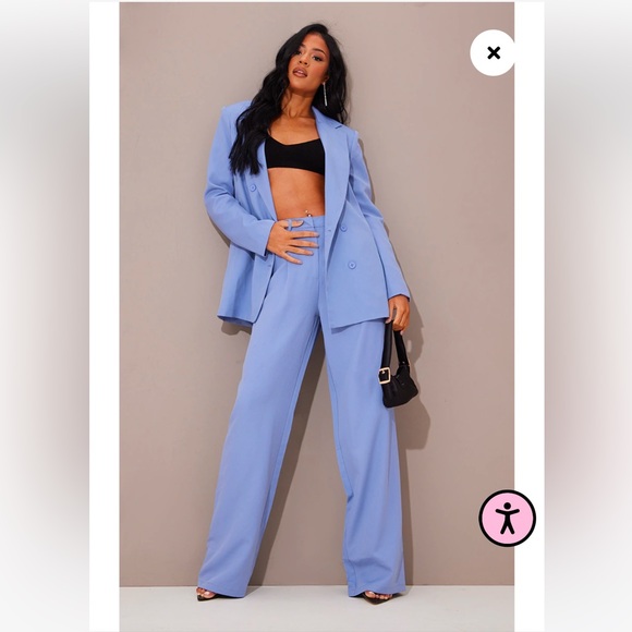 NWT PrettyLittleThing Blue Double-Breasted Suit Set - Picture 1 of 5